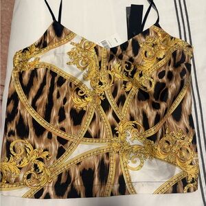 Versace Gold and Leopard Print Camisole